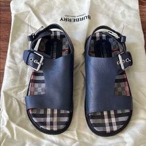 Burberry Navy Sandals with Check Insole